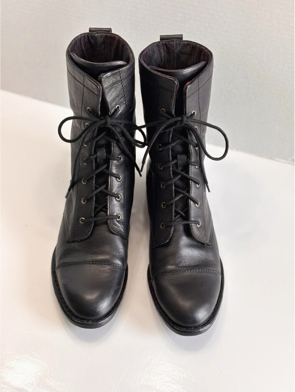 Born Neon Combat Boots Womans Size 8.5 M Black Leather Lace Up Comfort Round Toe - Picture 4 of 16